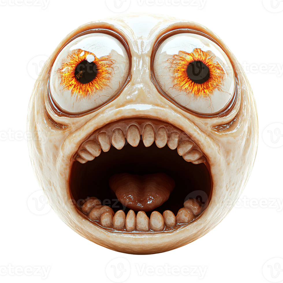 Distorted and surreal facial expression with bulging eyes png