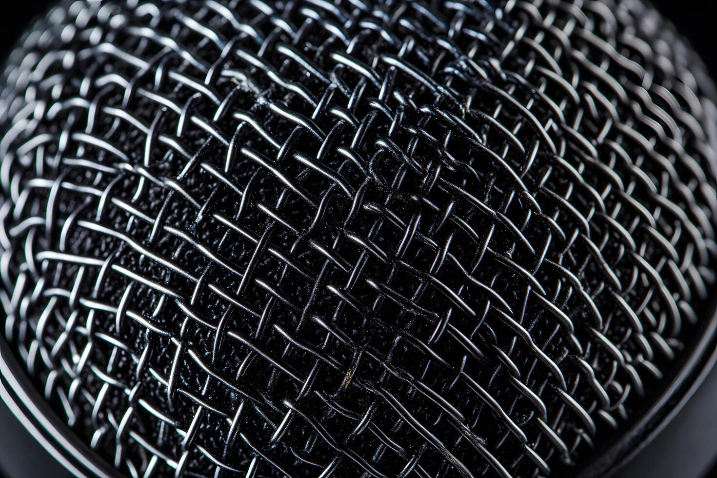 Macro Shot of Intricate Microphone Mesh with Metallic Grid Pattern photo