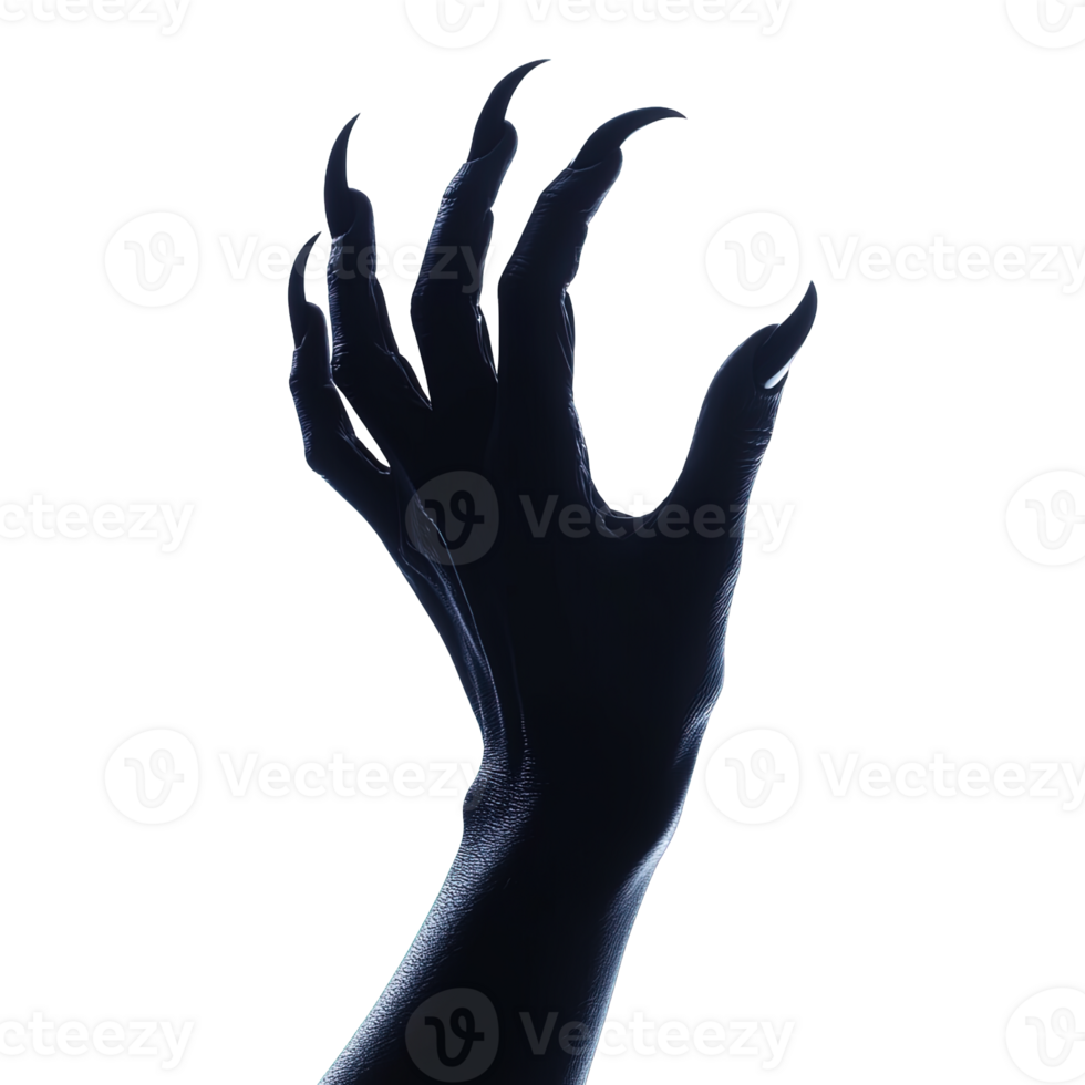 Spooky hand with elongated fingers in shadow png