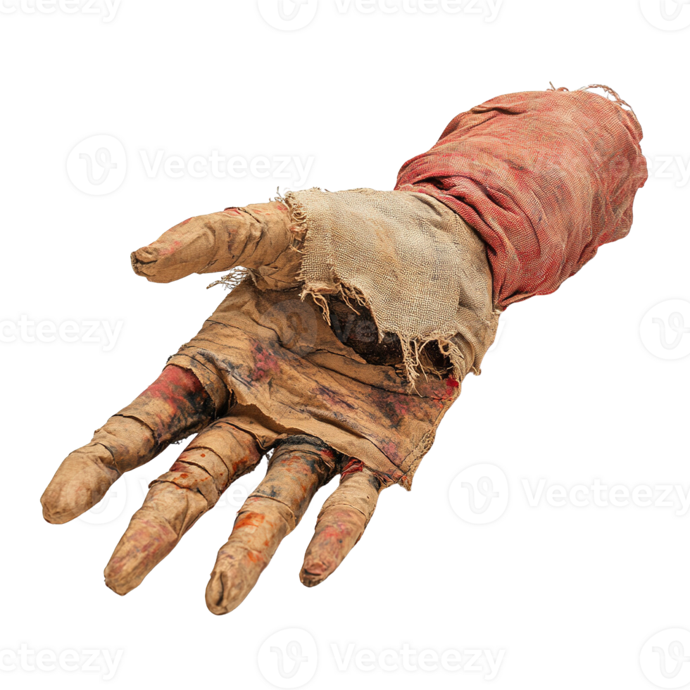 Distressed and fraying fabric-wrapped doll limbs png