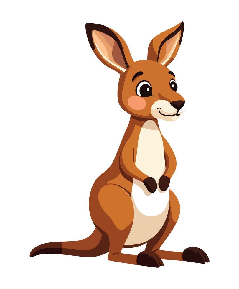 Cartoon cute kangaroo on white background, Illustration. vector