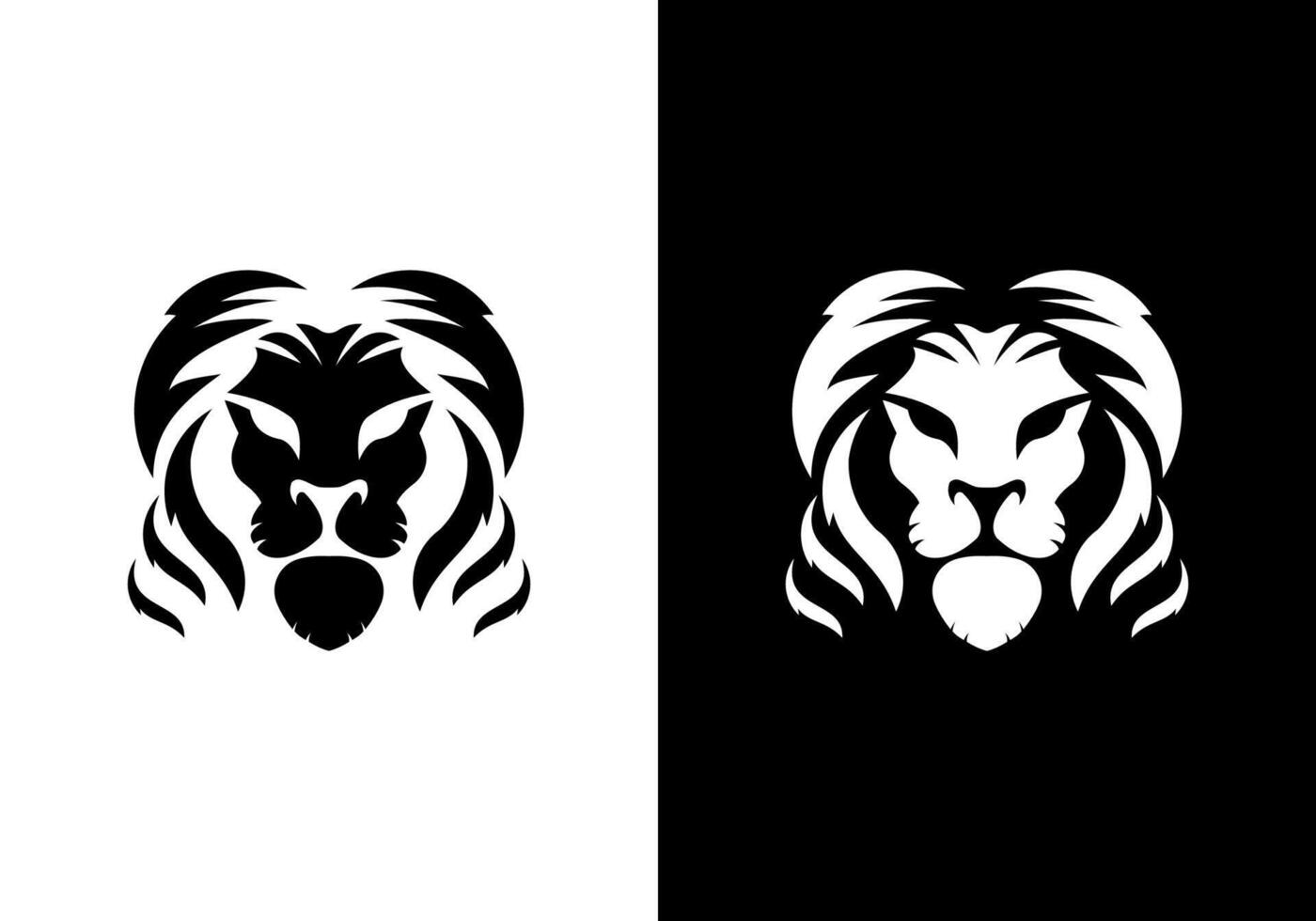 Silhouette of a lion's head with its dense fur. Logo Design Mascot illustration. vector