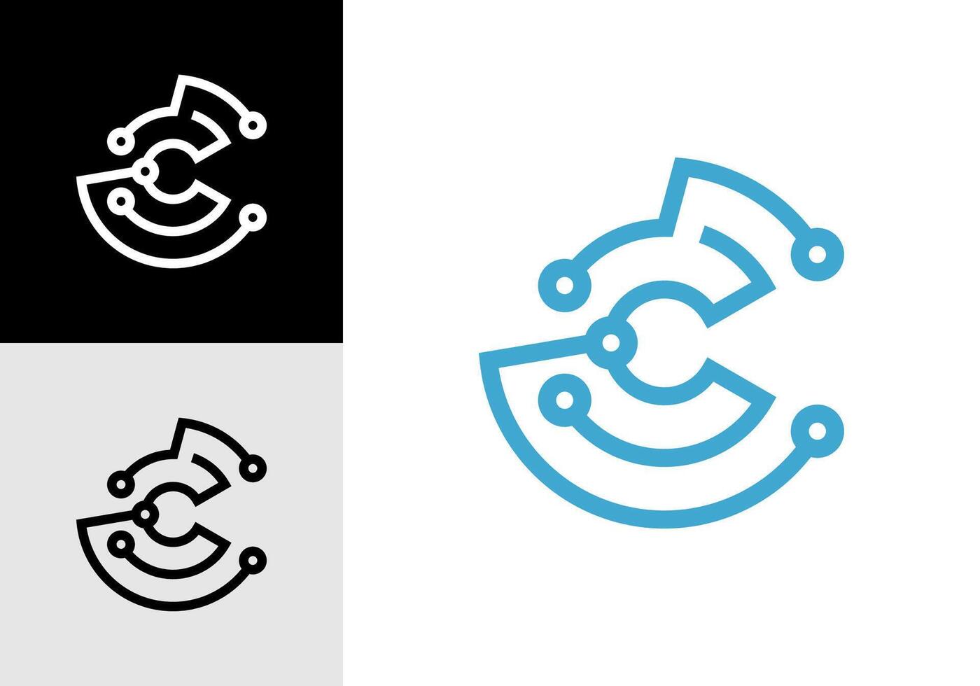 Letter C tech vector