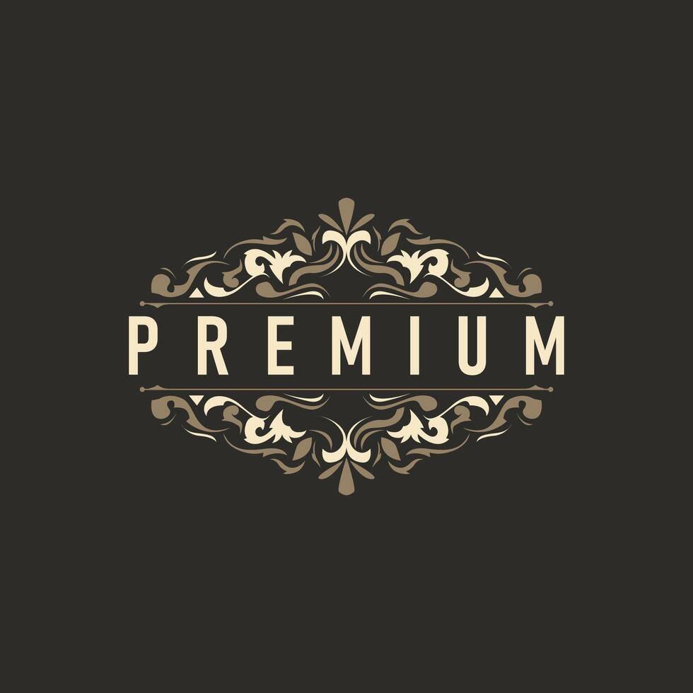 luxury simple line ornament decoration logo design with vintage retro illustration templet vector
