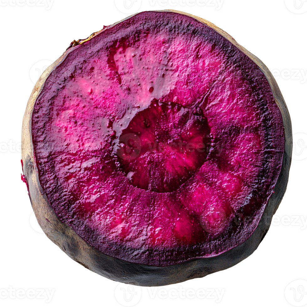 Beetroot slice , top view, flat lay design, isolated on transparent background. Fresh red beet slice with vibrant color and natural texture, perfect for food presentation and healthy recipes png