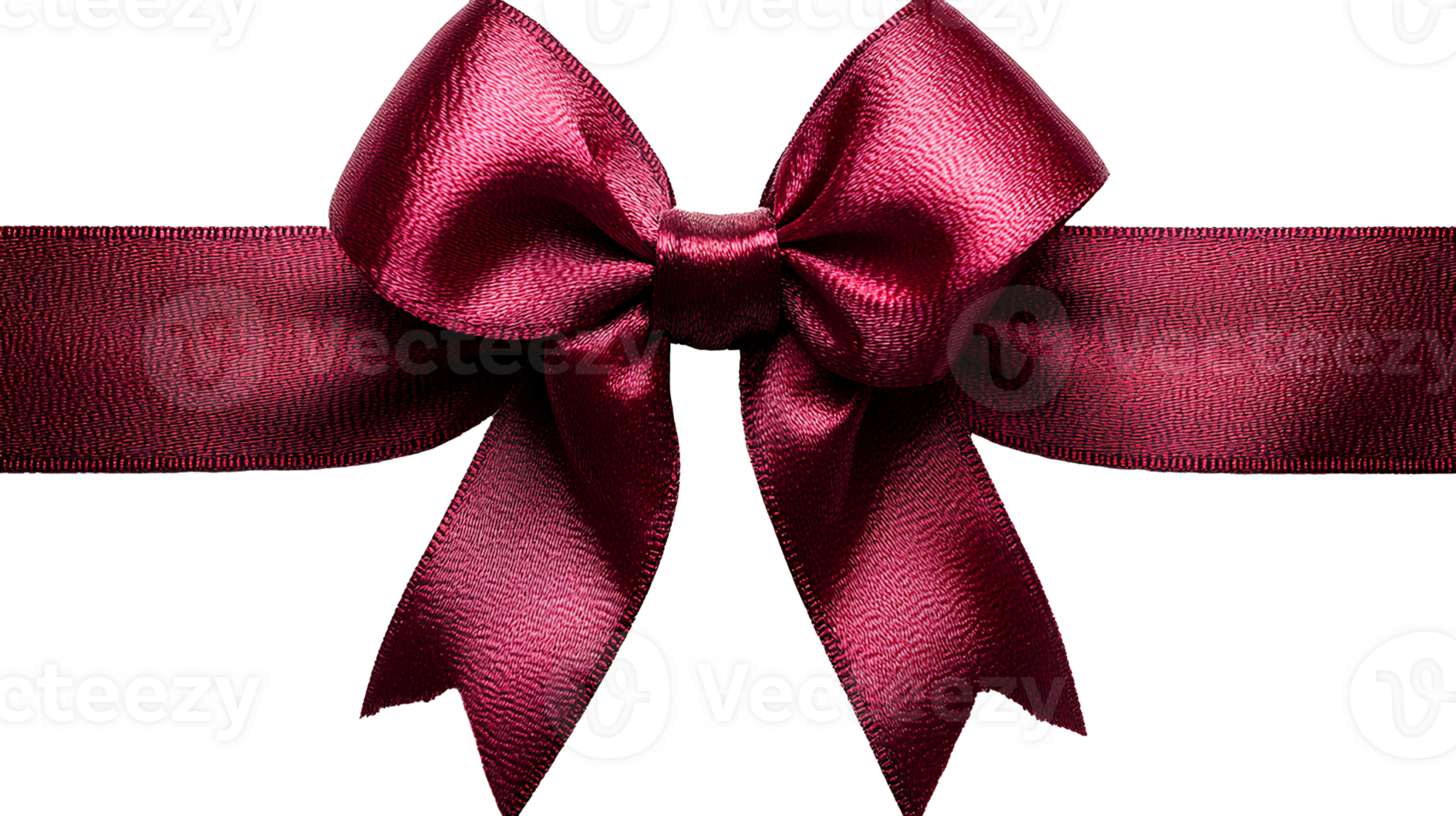 Red bow for gift wrapping , top view, flat lay design. Festive ribbon bow isolated on transparent background. Elegant and decorative red bow for presents, holiday gift wrapping, or crafts png