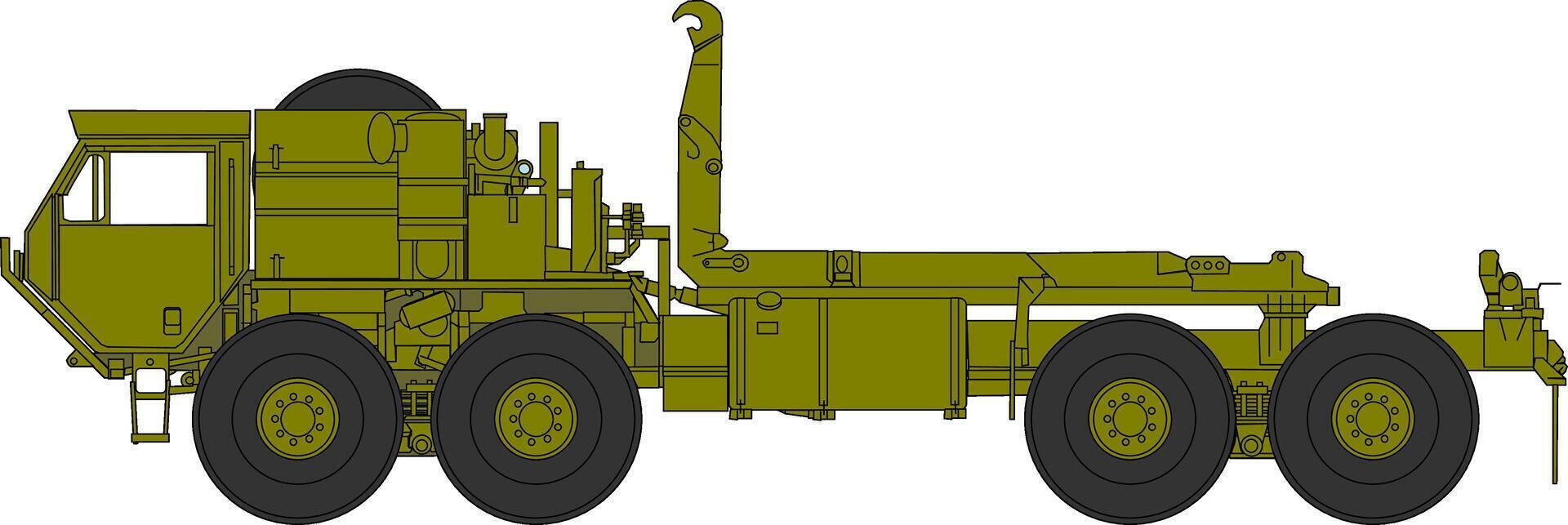 A military truck with a large wheel and a large tire vector