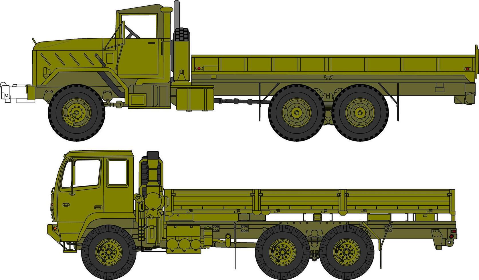 A drawing of a truck with a flat bed vector