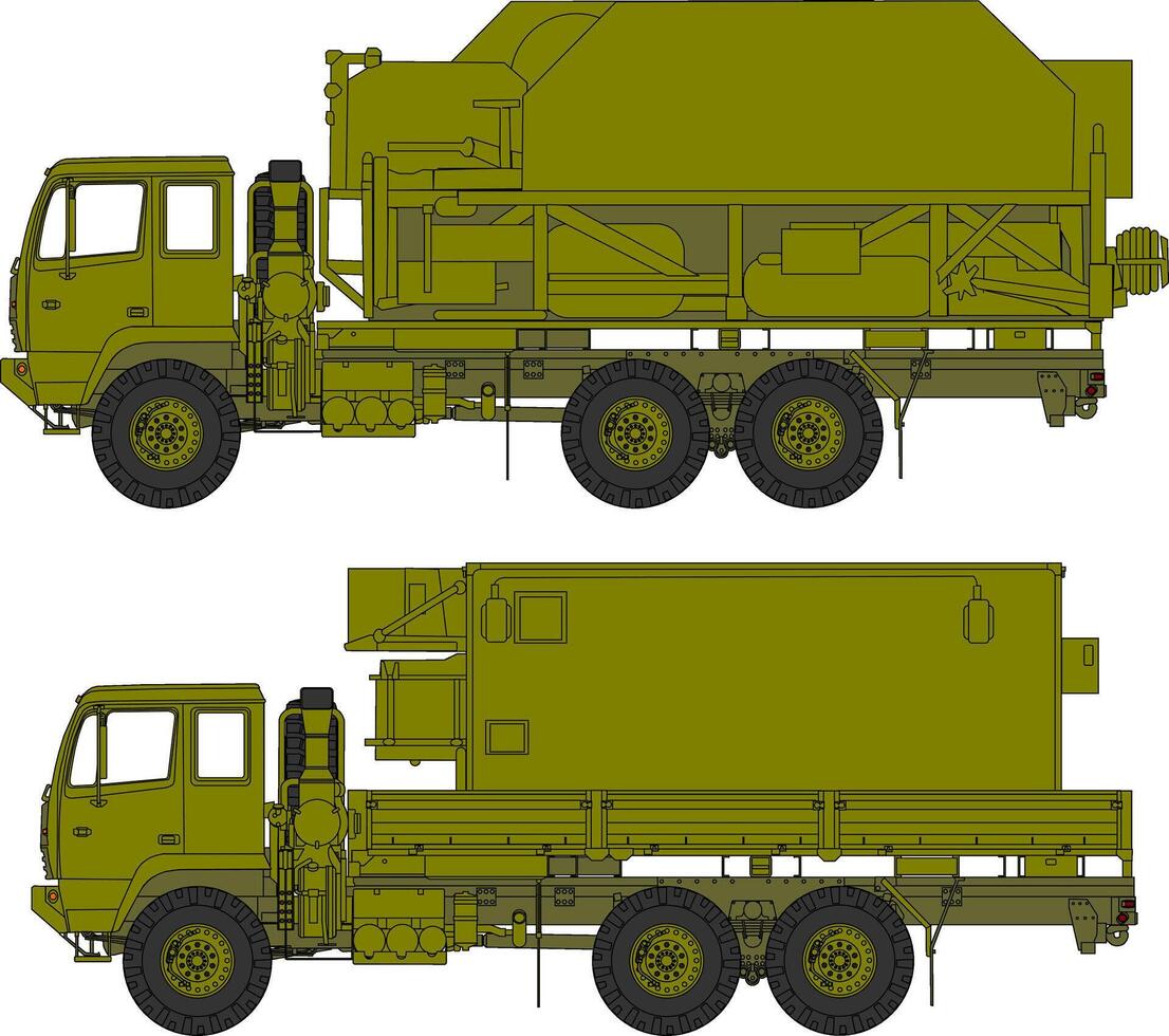 Two different trucks with different sizes and shapes vector