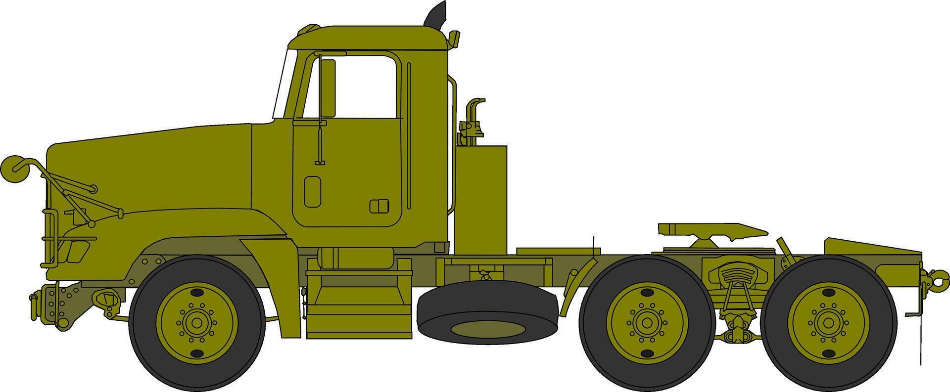 A large truck with wheels and a large trailer vector