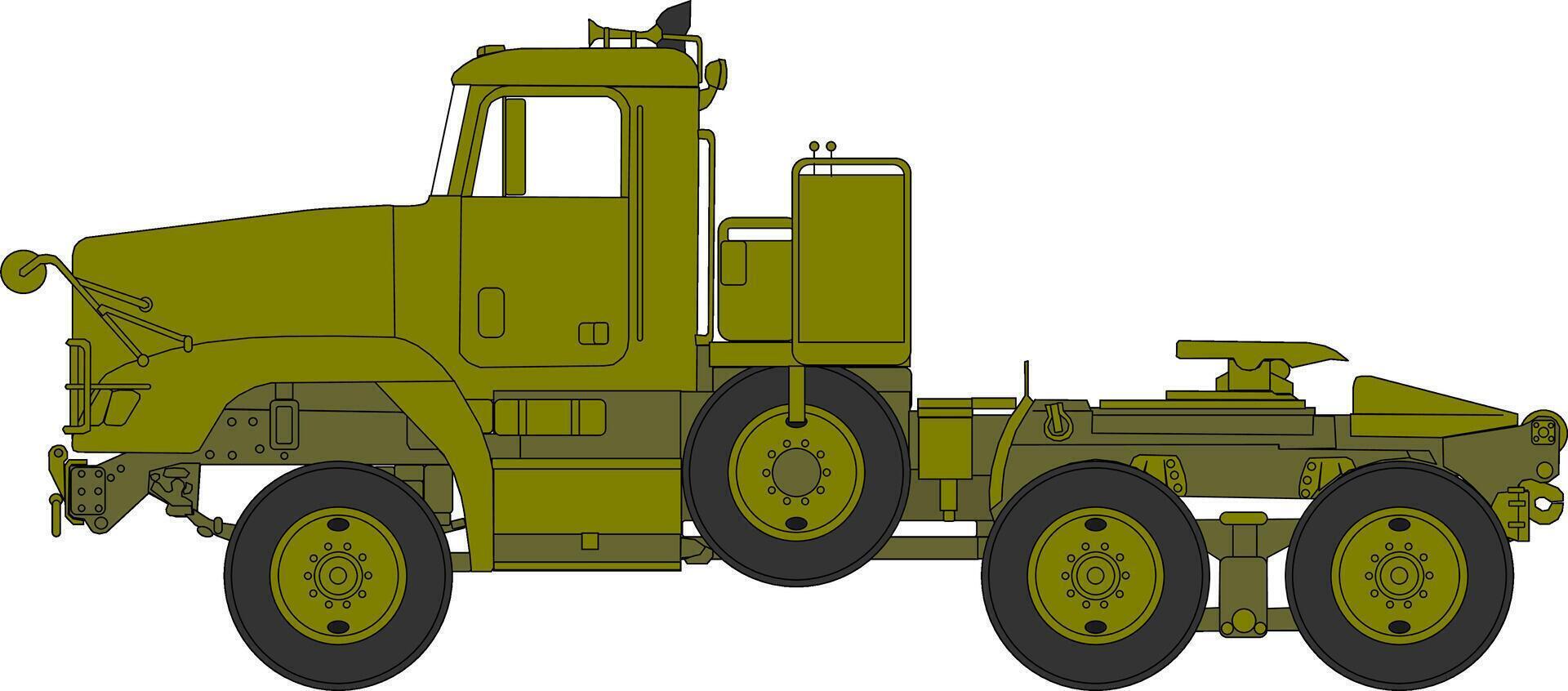 A large military truck with wheels and a flatbed vector