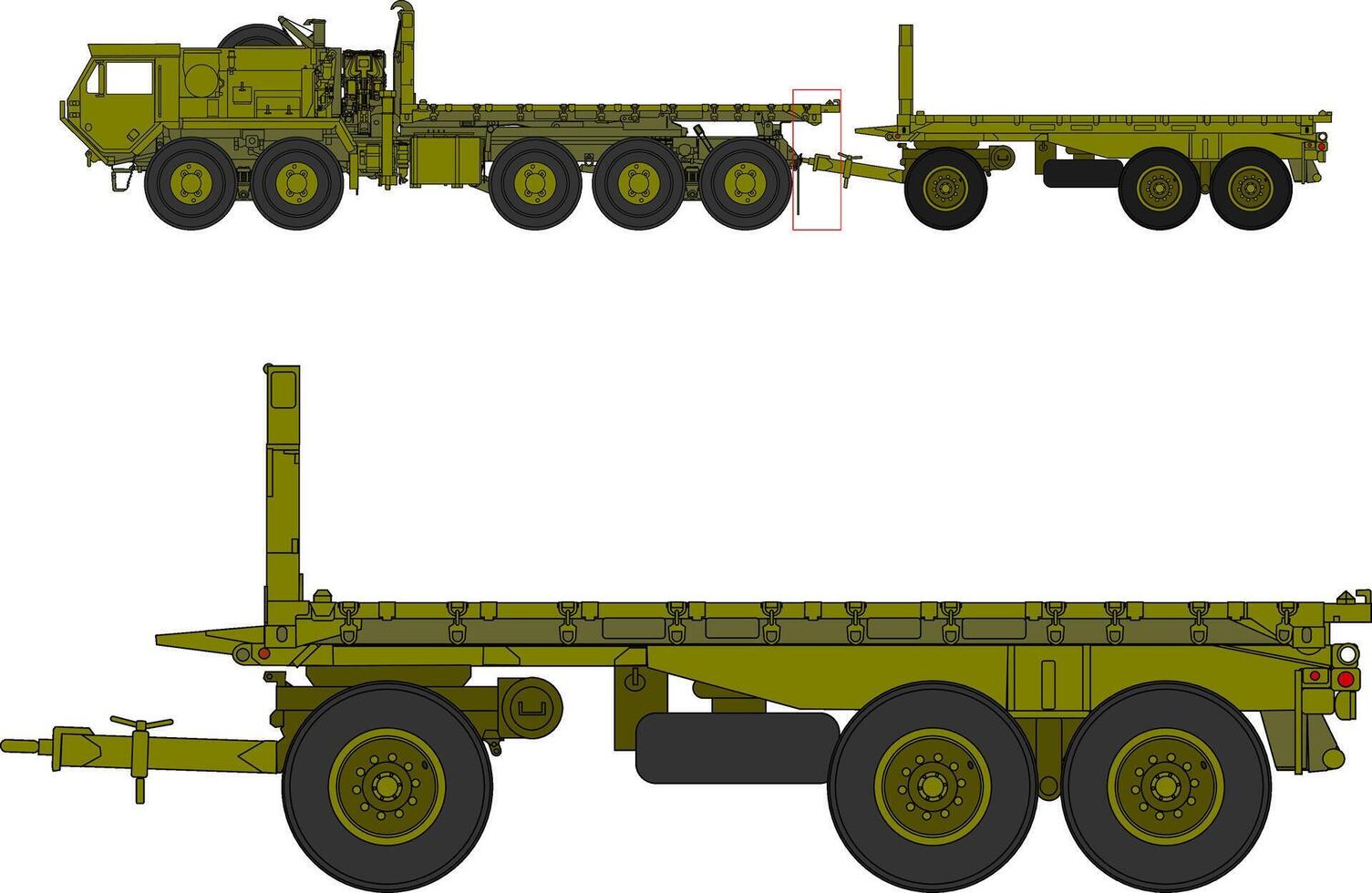 Two different types of military trucks are shown vector
