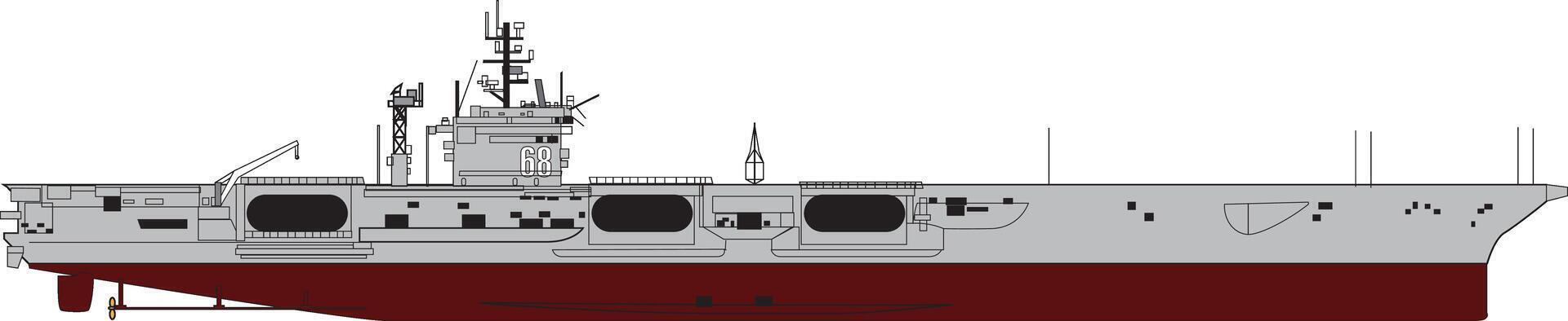A drawing of a large ship with a red bow vector