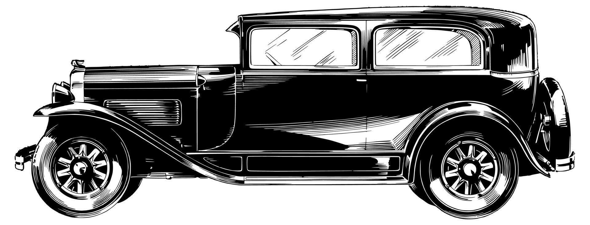 Vintage car side view silhouette icon vector