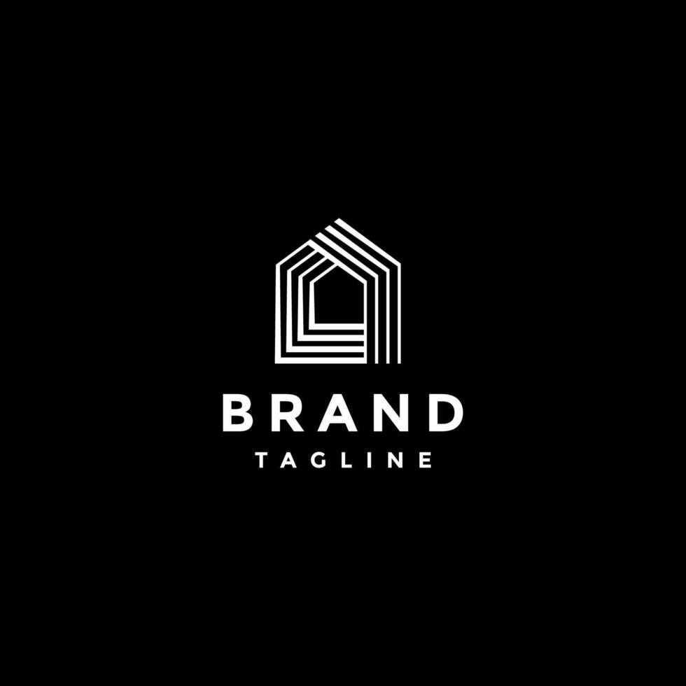 Simple Home Woven Lines Logo Design. Minimalist Home Gradation Lines Logo Design. vector