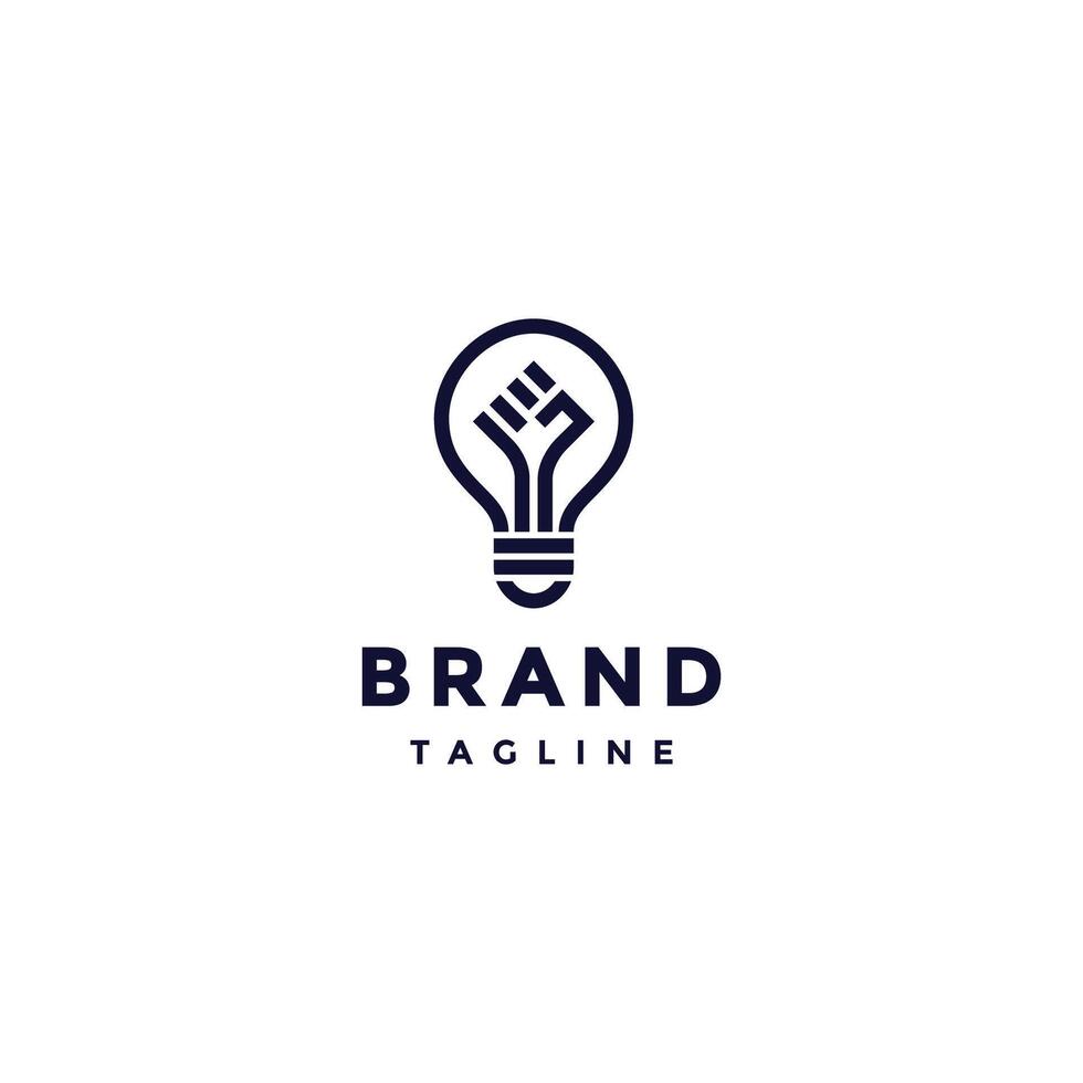 Simple Fist In A Light Bulb Logo Design. Simple Freedom Idea Symbol Line Logo Design. vector