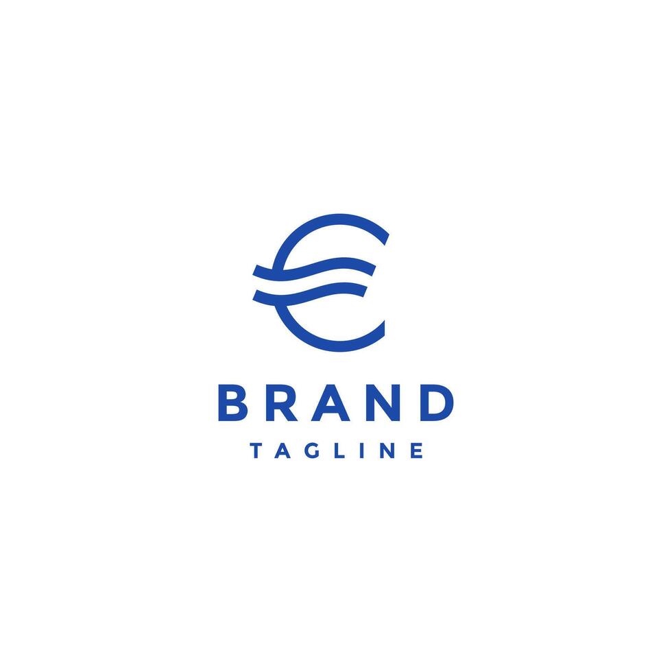 Elegant Letter C with Waves Lines Logo Design. Simple Initial Letter C Wavy Lines Logo Design. vector