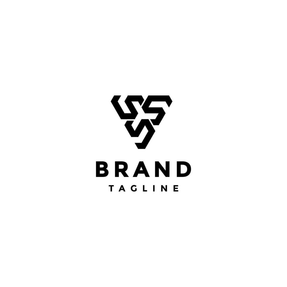 Triangle Shield Initial Letter SSS Logo Design. Three S Letters Rotate Form Triangle Logo Design. vector
