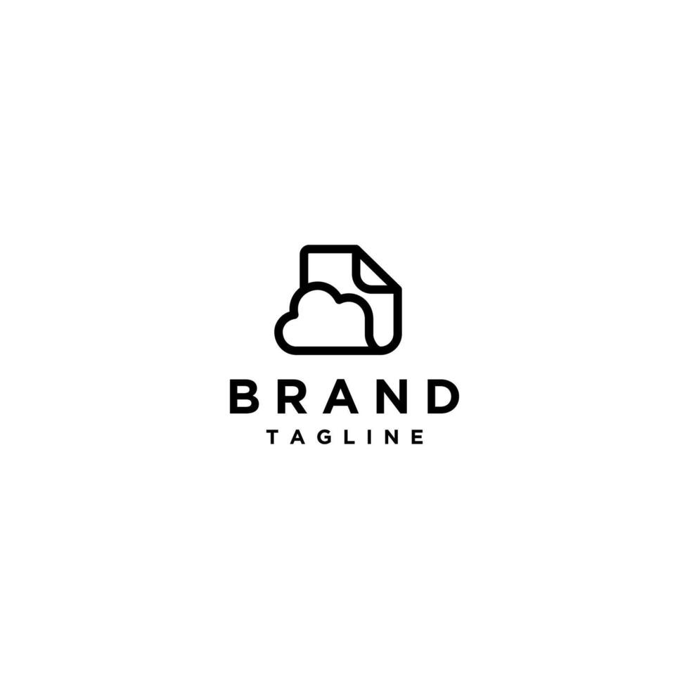 Simple Cloud Document Icon Logo Design. Simple Cloud Folder Line Logo Design. vector