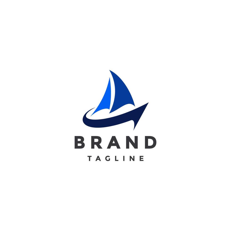 Simple Sailing Upward Success Logo Design. Sailboat Icon with Up Arrow Logo Design. vector
