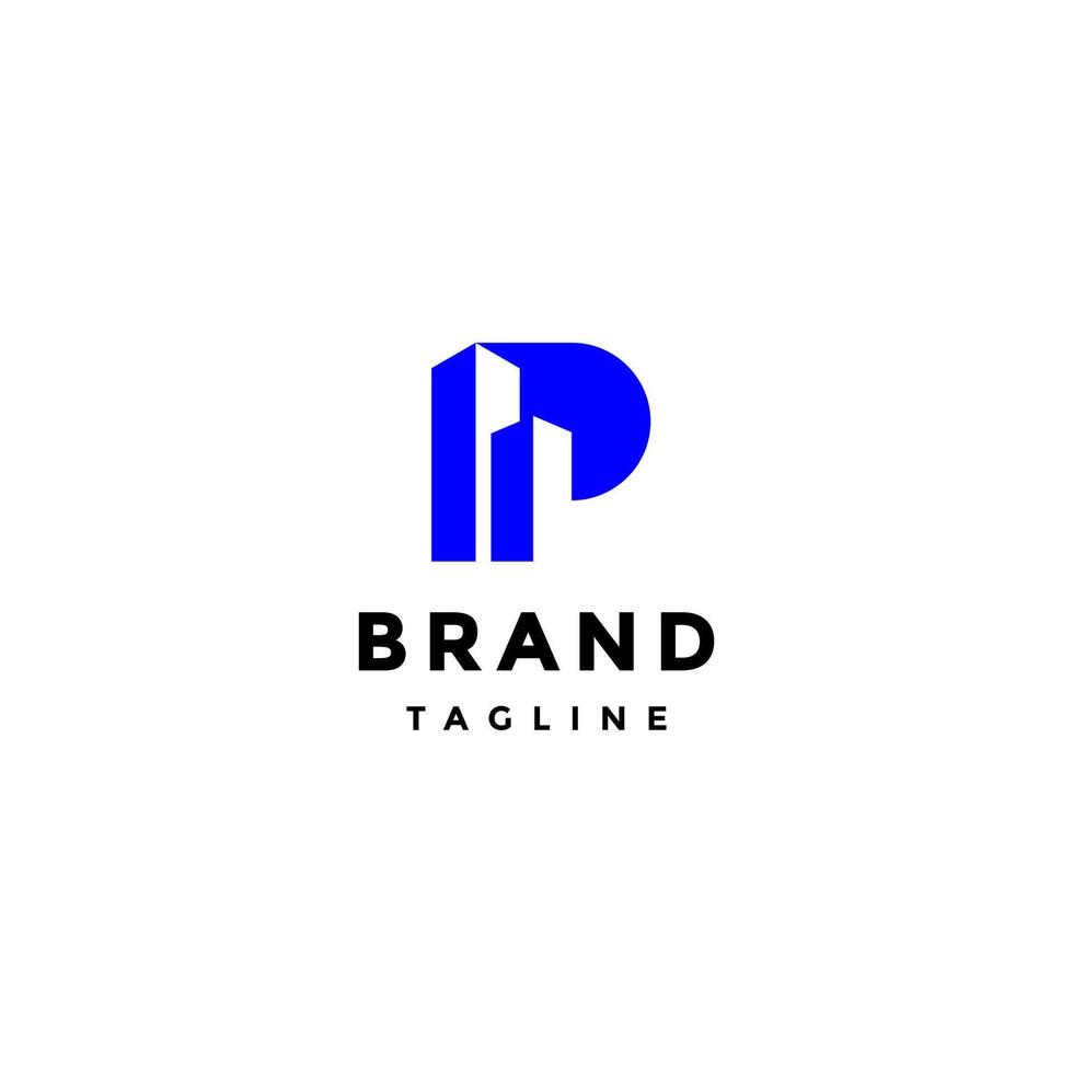 Iconic Initial Letter P City Logo Design. Simple Building Icon on the Letter P Logo Design. vector
