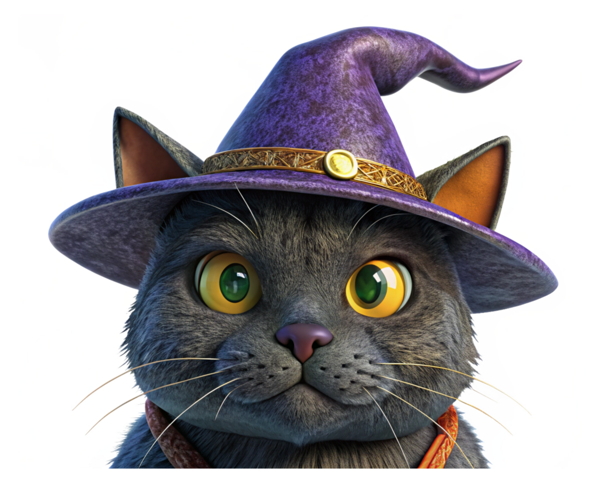 Halloween Black Cat in Witch Hat for Spooky Vibes png