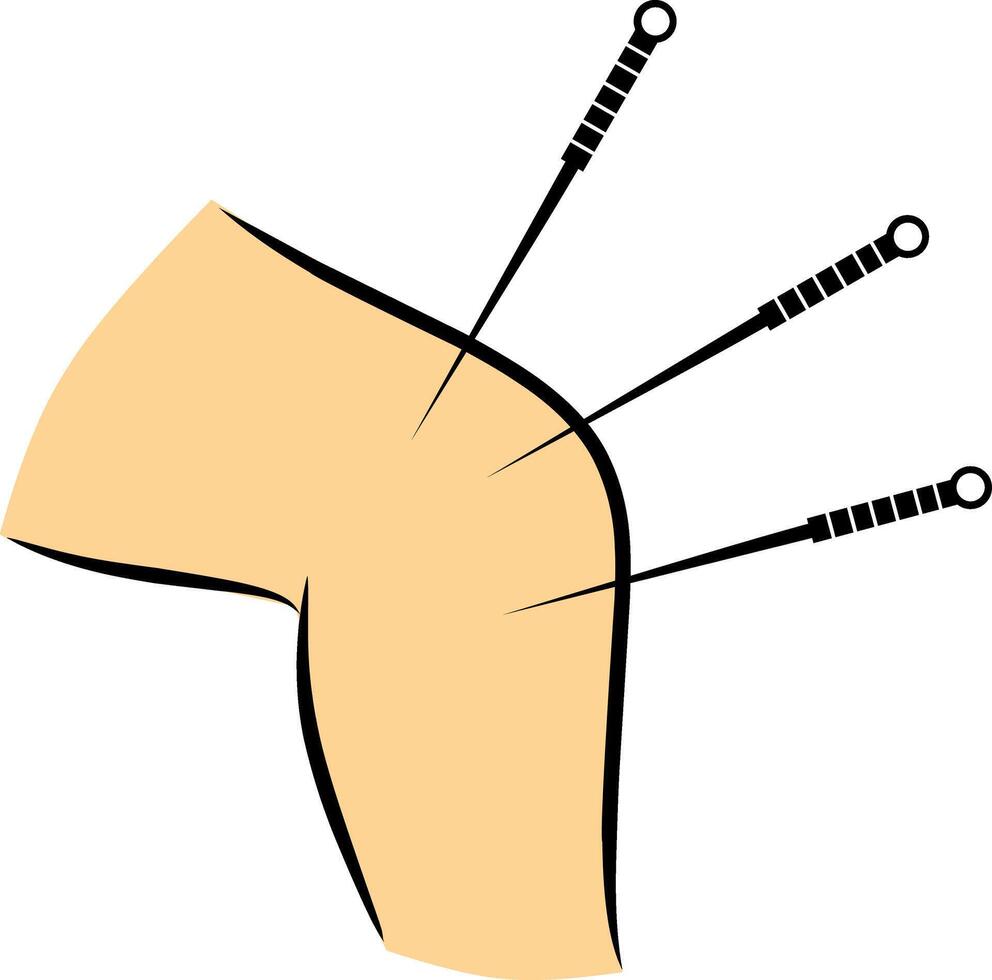 Knee pain acupuncture needle therapy traditionl chinese medicine logo icon illustration vector