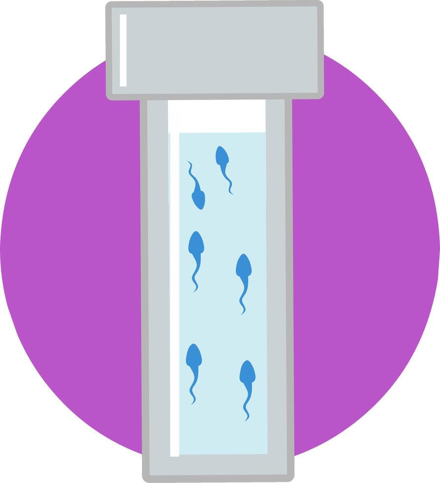 Sperm analysis count for ivf procedure conceptual illustration of the mciroscope and sperm cells. Fit to show step by step of ivf procedure vector