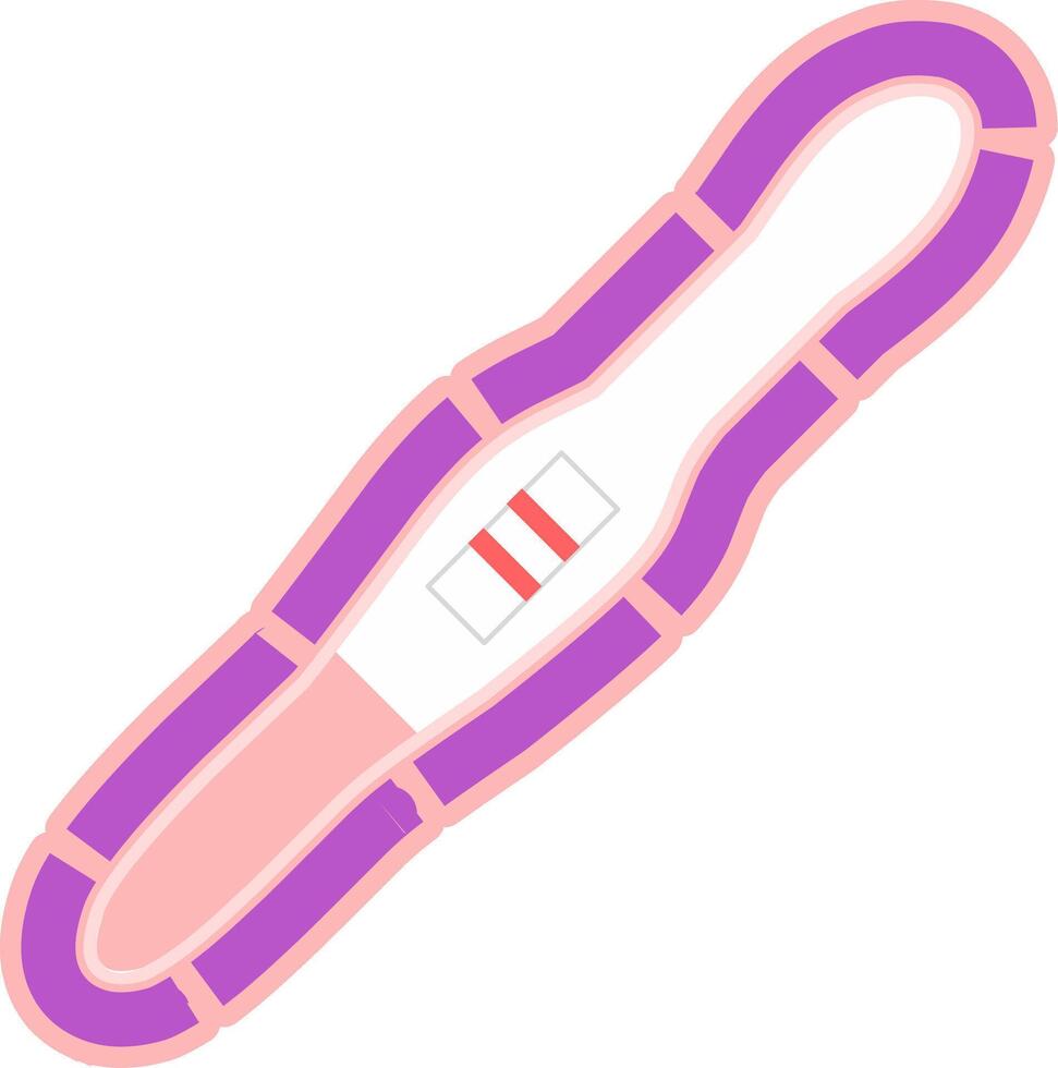 Positive Pregnancy test pack illustration with purple bold line. Fit for woman fertility education. vector