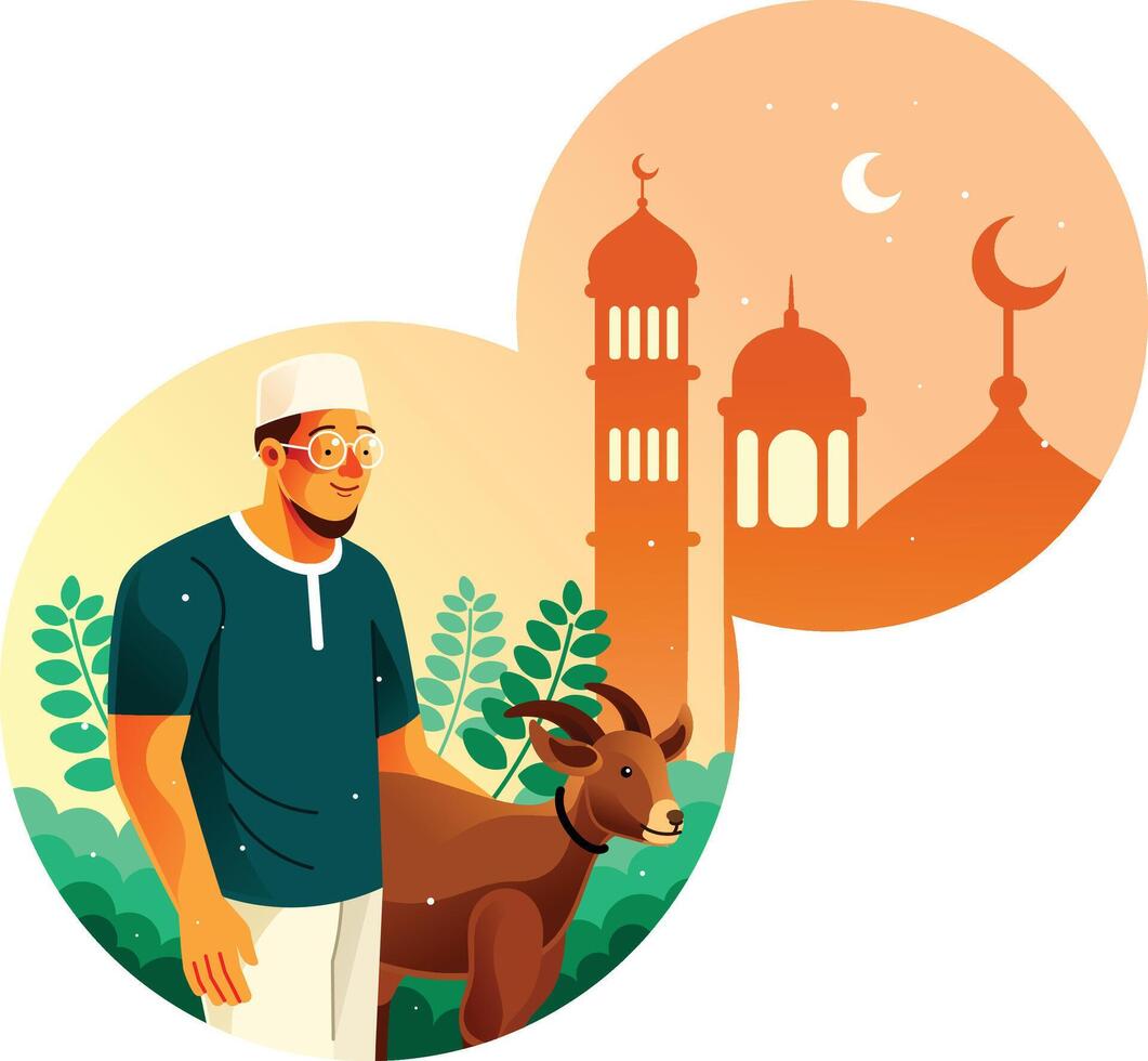 Bringing Goats for Sacrifice on Eid al-Adha vector