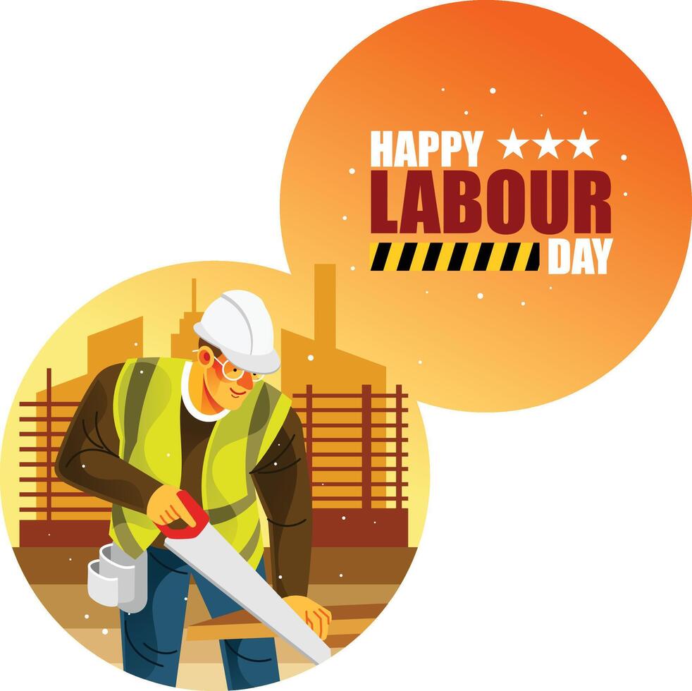 Construction Worker Happy Labour Day vector