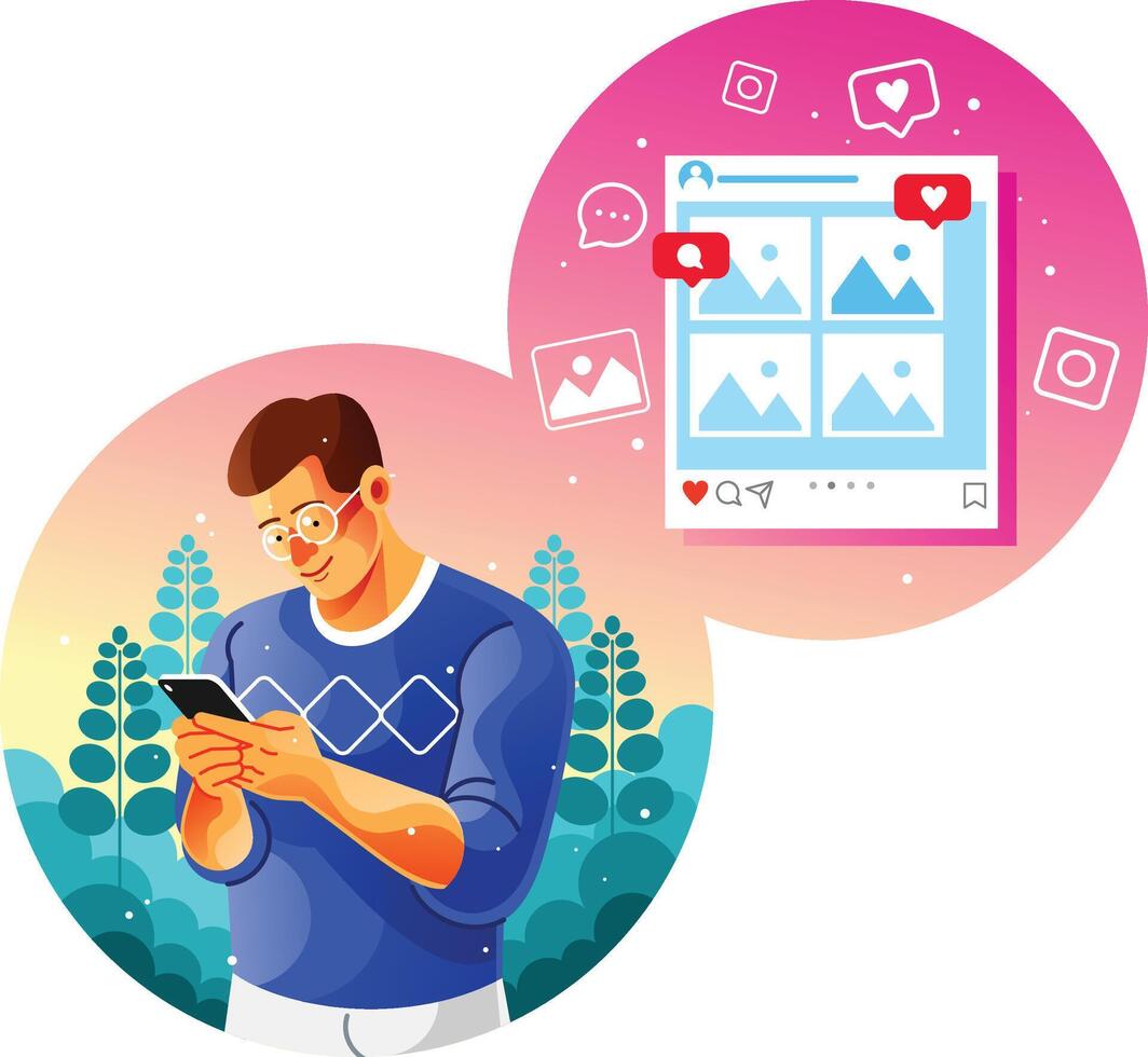 Social Media Addiction vector
