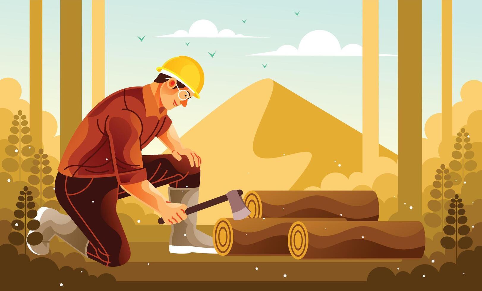 Cutting Wood in the Forest vector