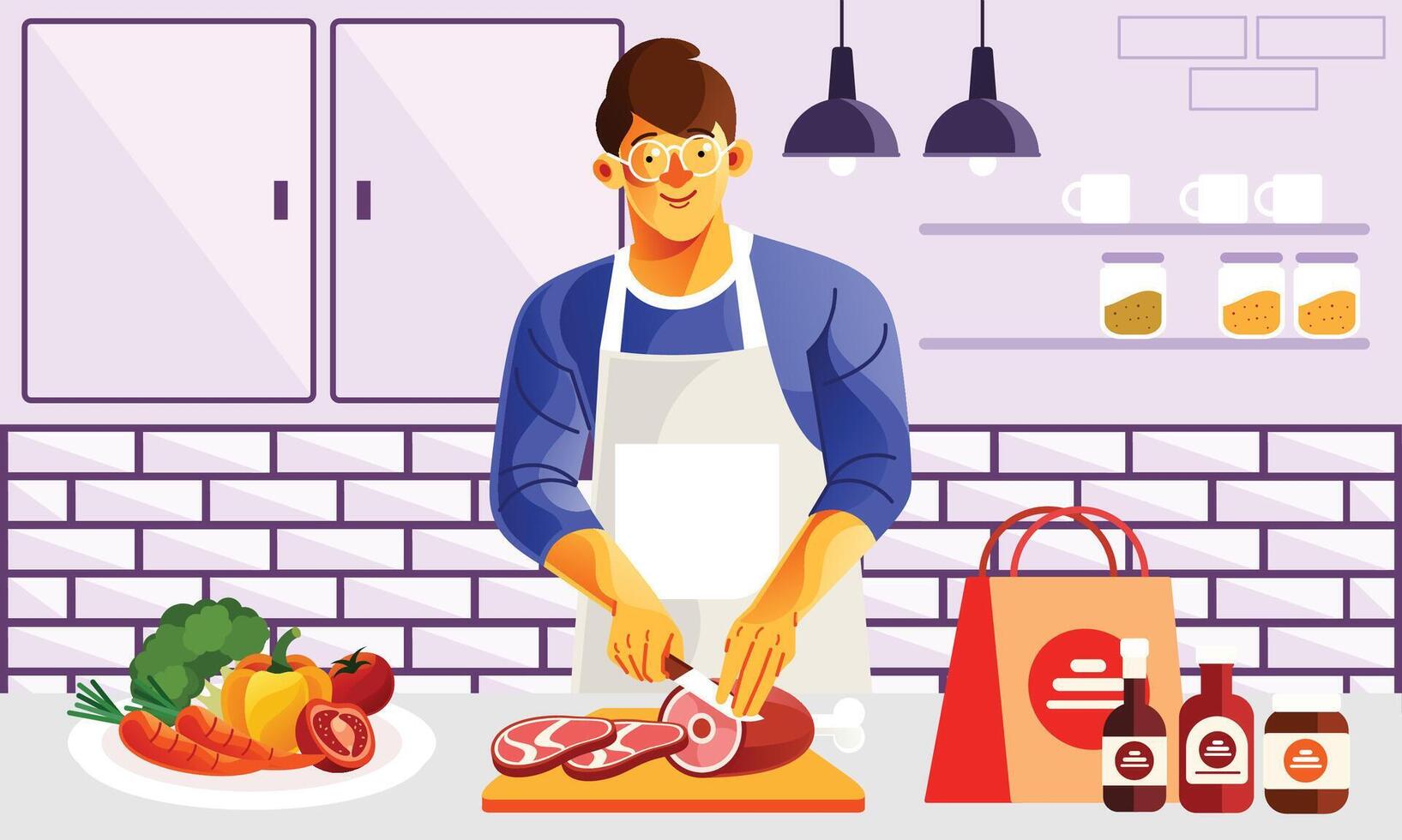 Butcher Meat in the Kitchen vector
