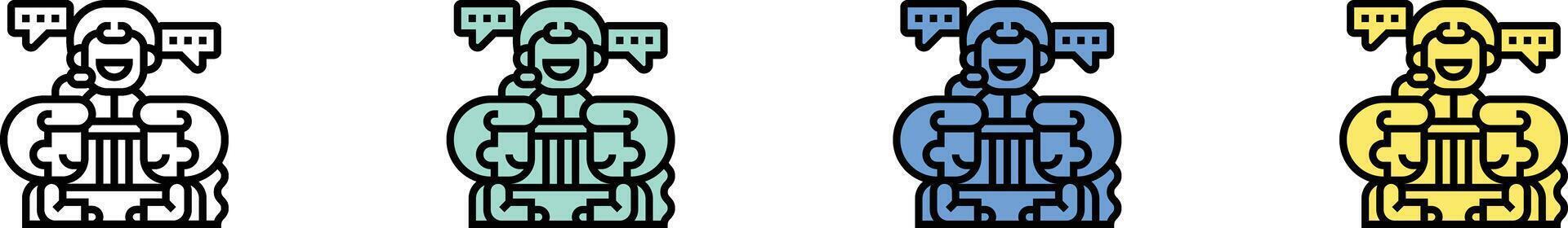 meeting icon. Outline, Green, Blue and Yellow Style Design Isolated On White Background vector