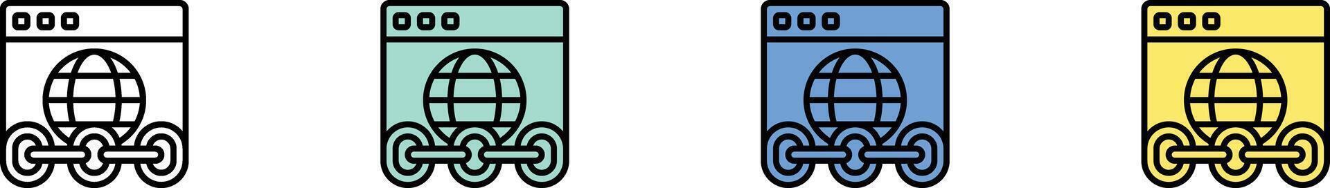 hyperlink icon. Outline, Green, Blue and Yellow Style Design Isolated On White Background vector