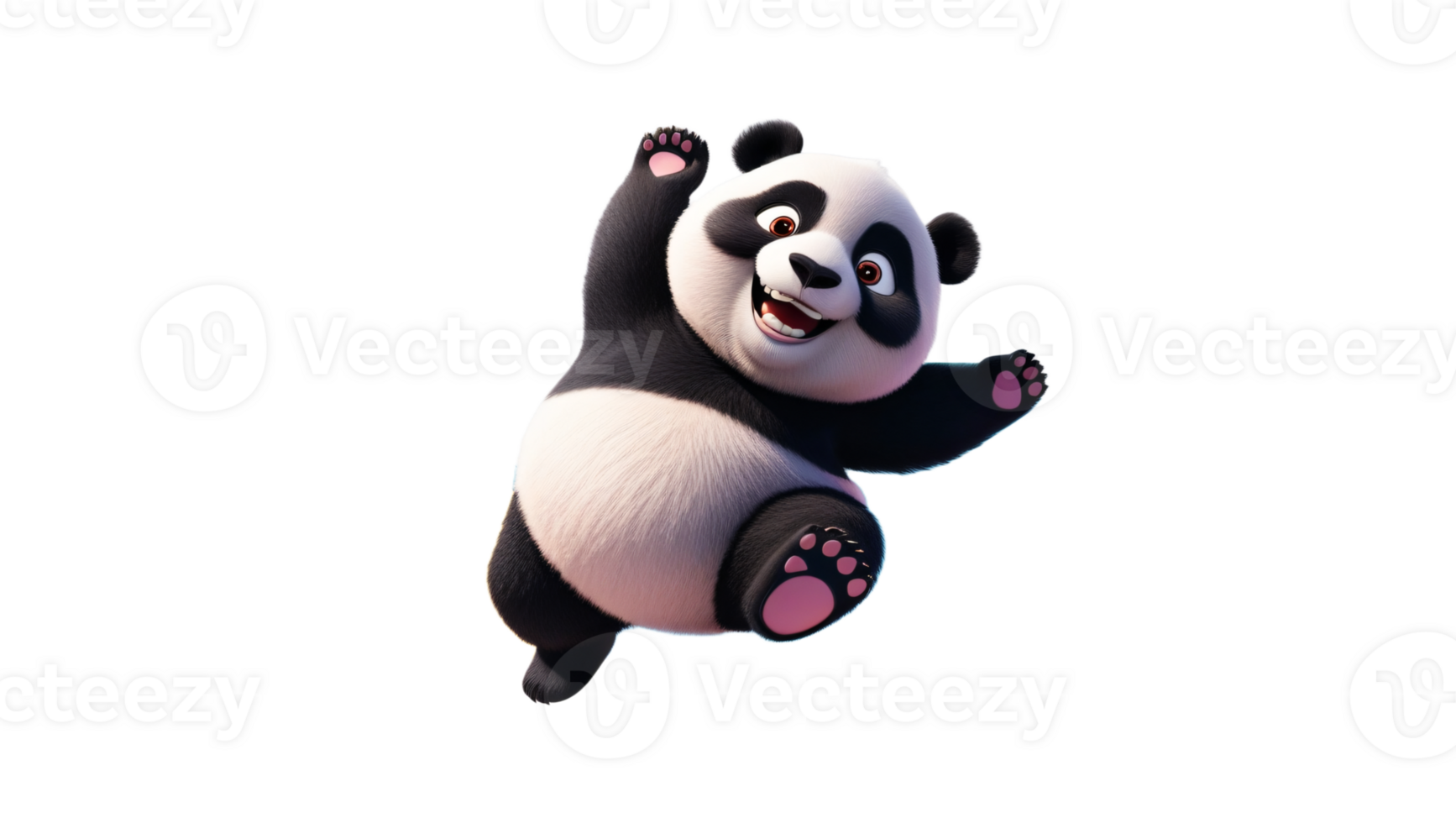 Funny panda dancing, 3D illustration on isolated background png