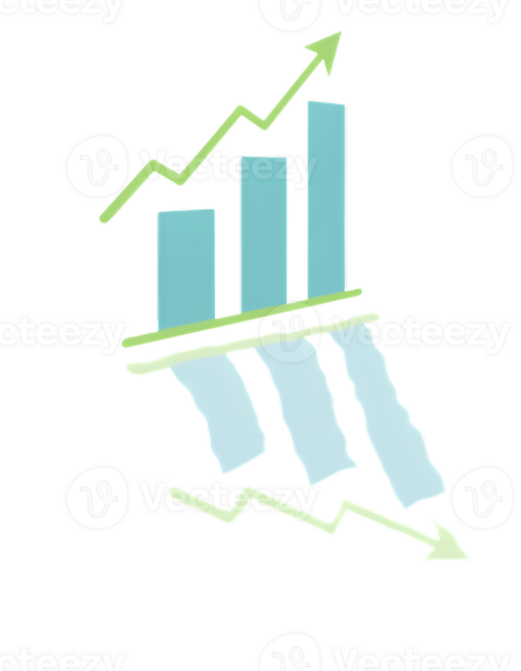 an illustration of a graph chart with a green arrow png
