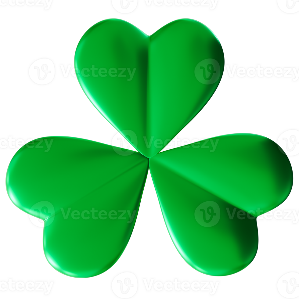 Vibrant, green three leaf clover, on transparent background. Luck and spirit of St. Patrick's Day, perfect for festive designs and celebration themes. Cut out shamrock png