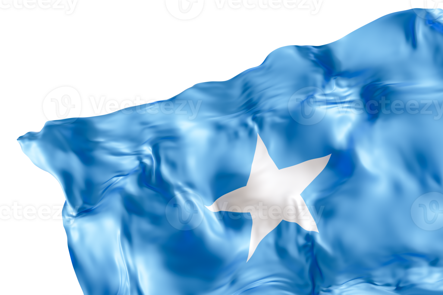 Realistic flag of Somalia with folds, on transparent background. Footer, corner design element. Cut out. Perfect for patriotic themes or national event promotions. 3D render. png