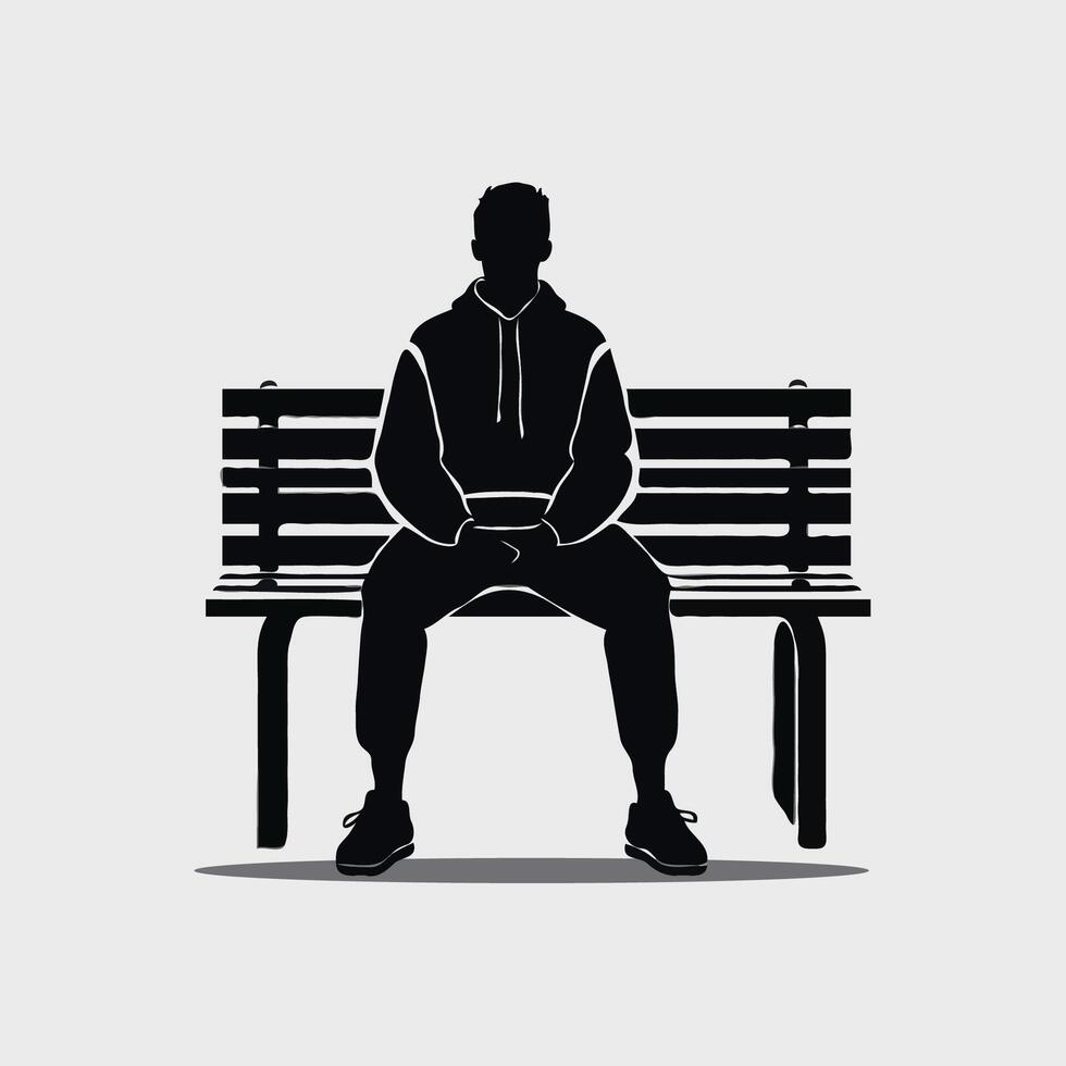silhouette of a man sitting on a bench vector