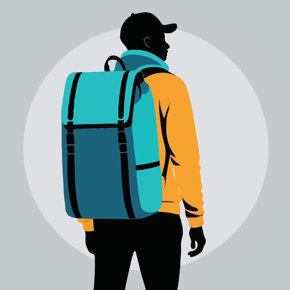 man with a backpack vector