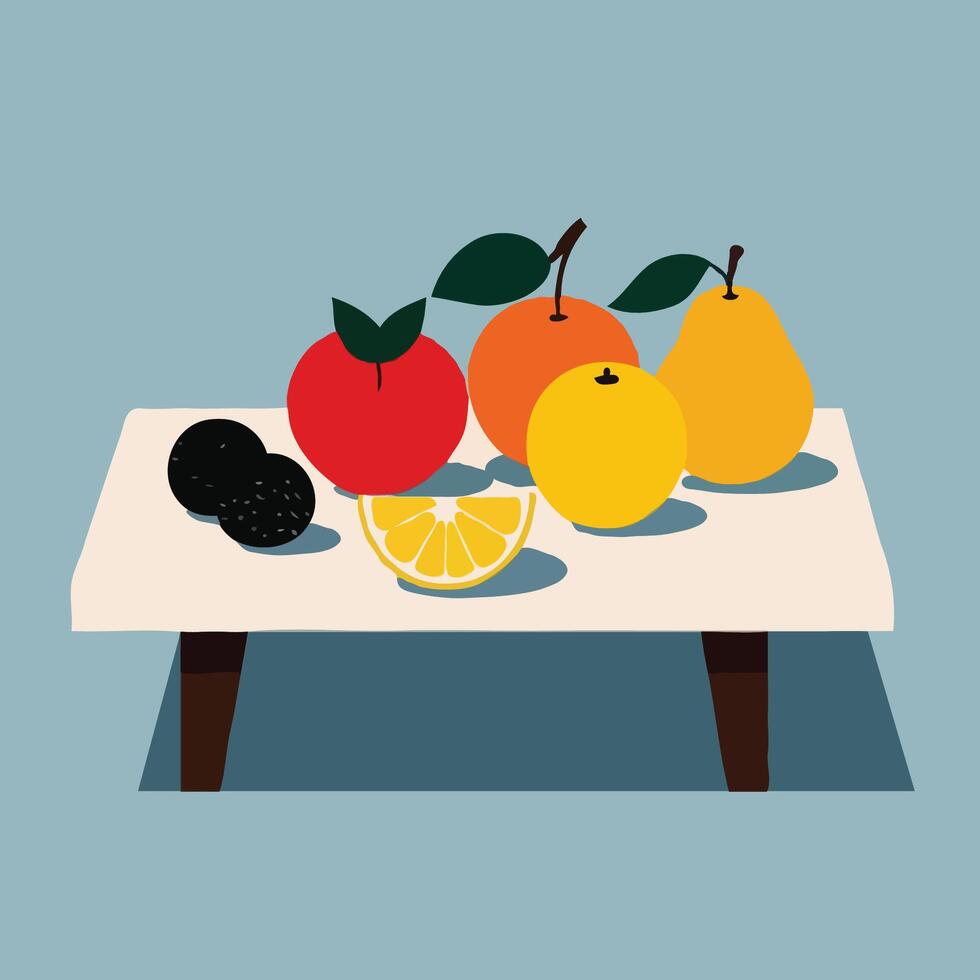 Table with fruit on it vector