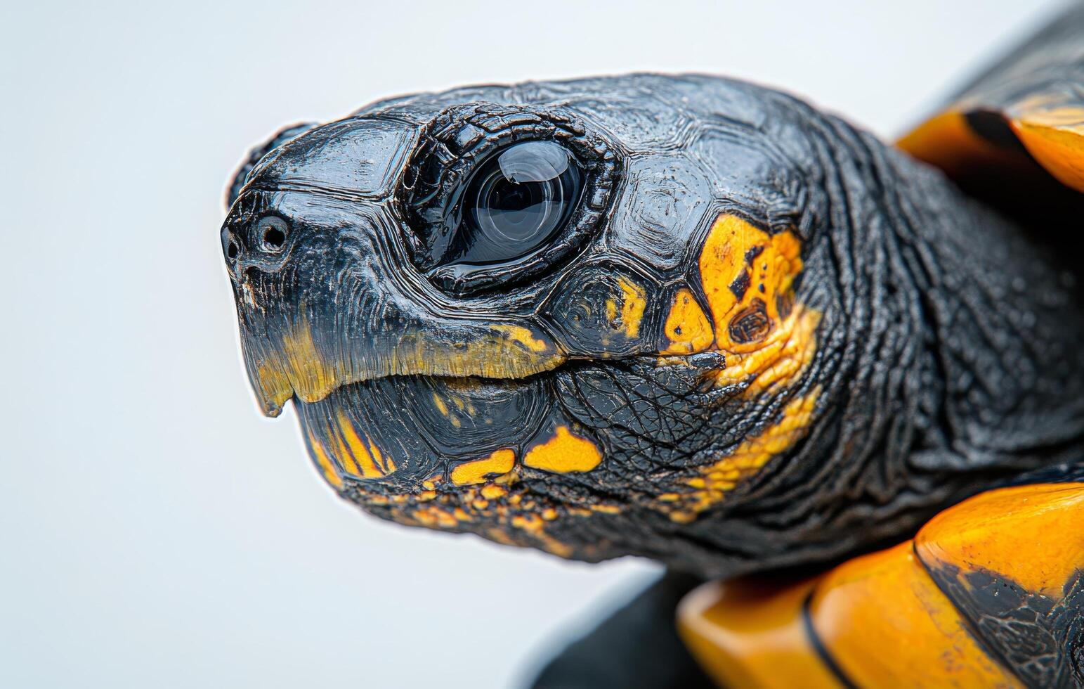 Close-up view of a colorful tortoise showcasing intricate patterns and textures in detail photo