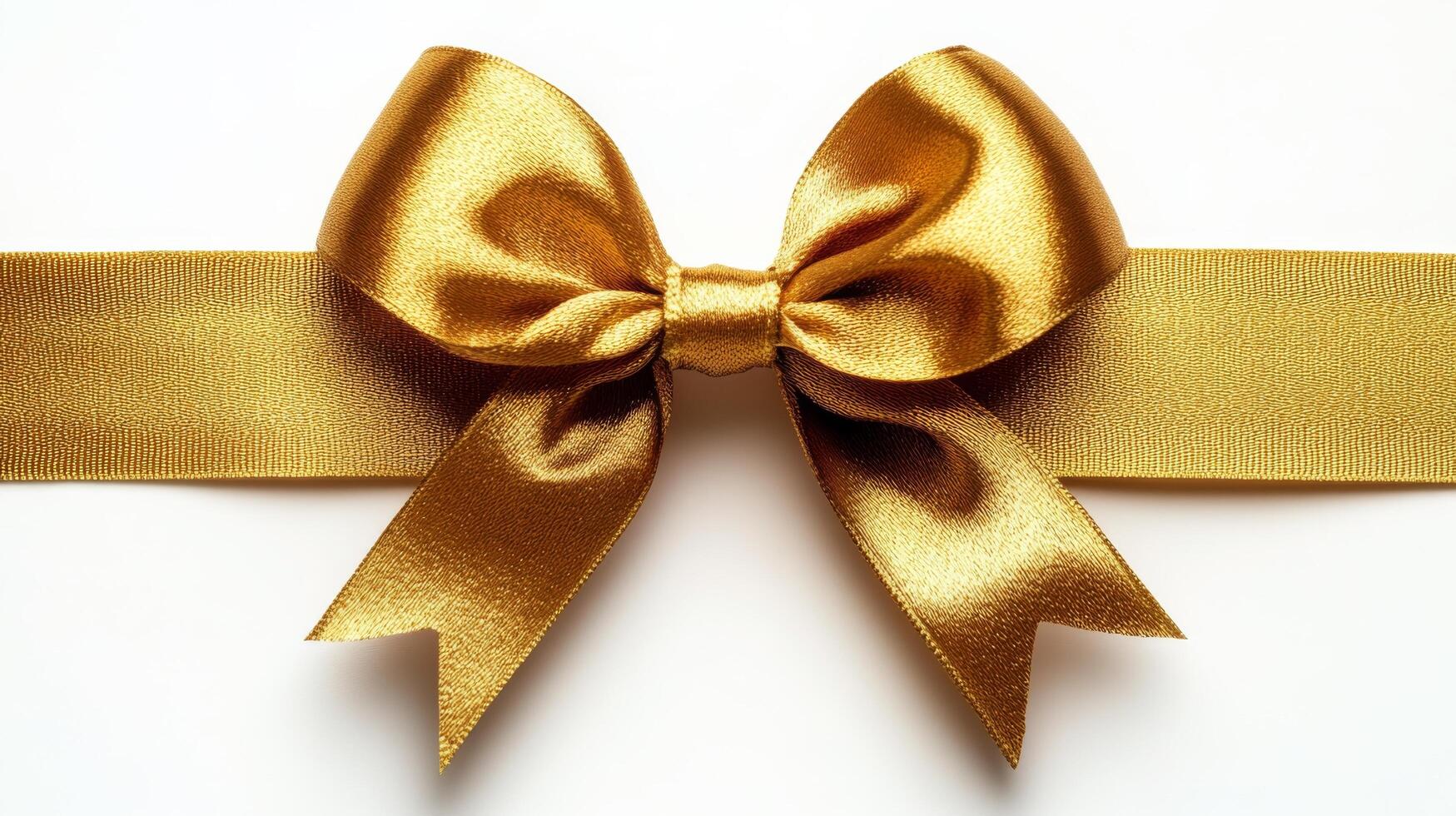Elegant golden bow on a smooth surface, perfect for gift wrapping or decoration purposes photo