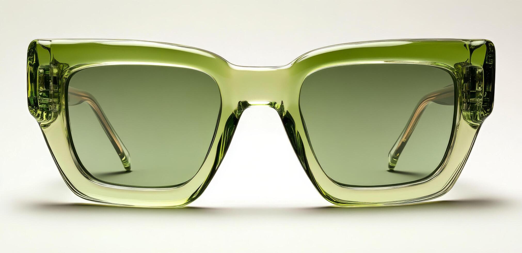 Stylish green sunglasses displayed against a neutral background showcasing modern design elements photo