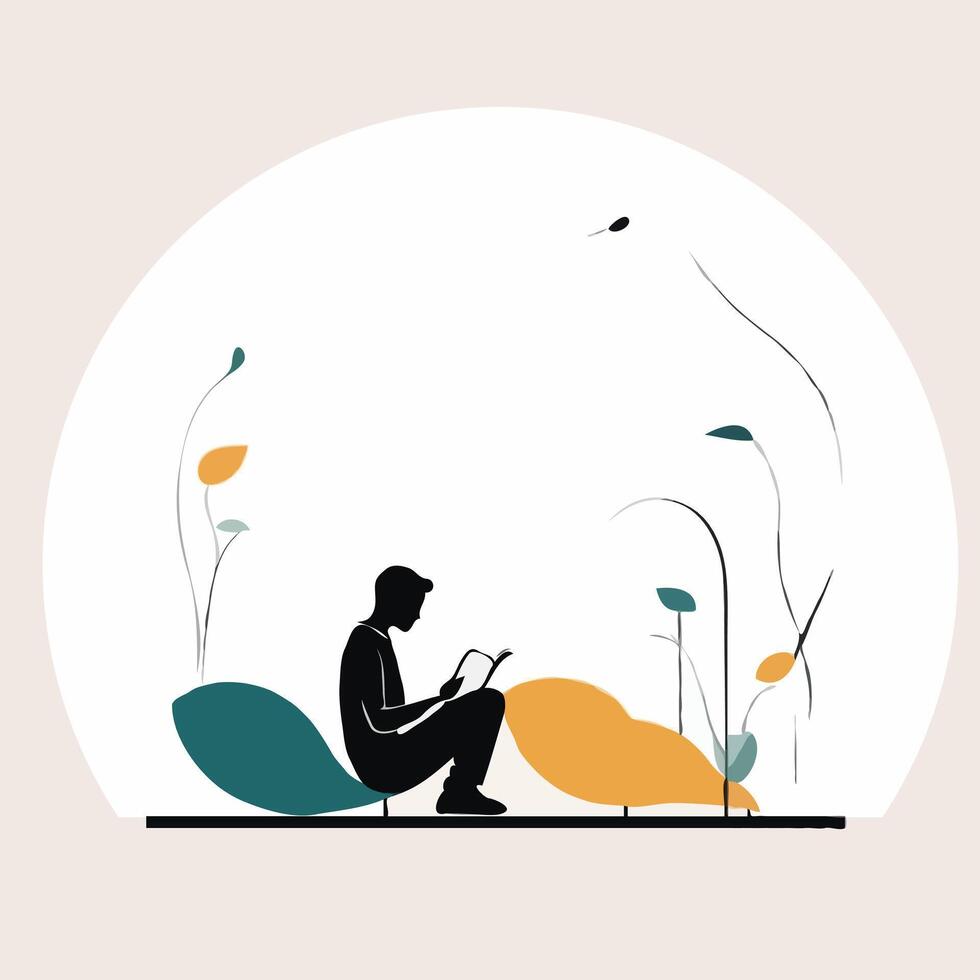 man reading book vector
