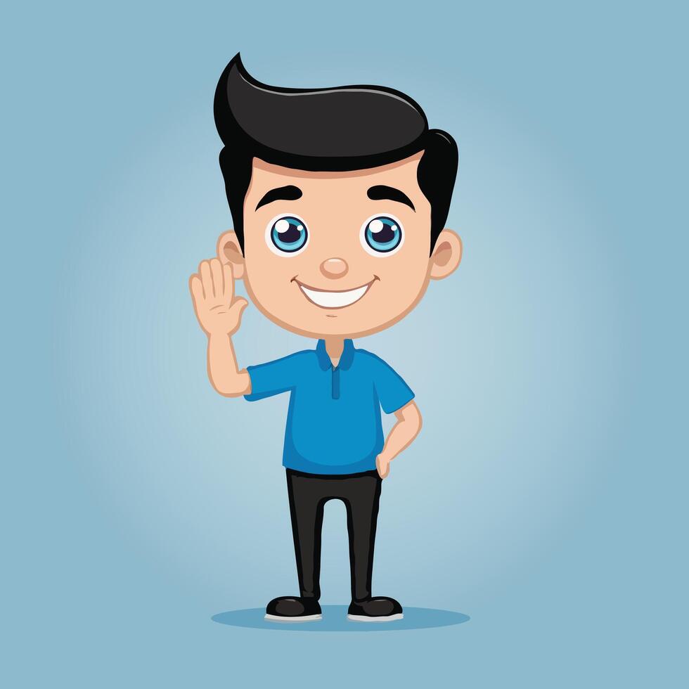 Cartoon man waving his hand vector