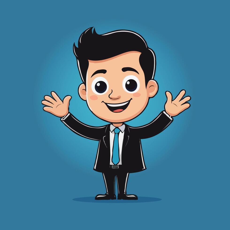 cartoon businessman with hands up vector
