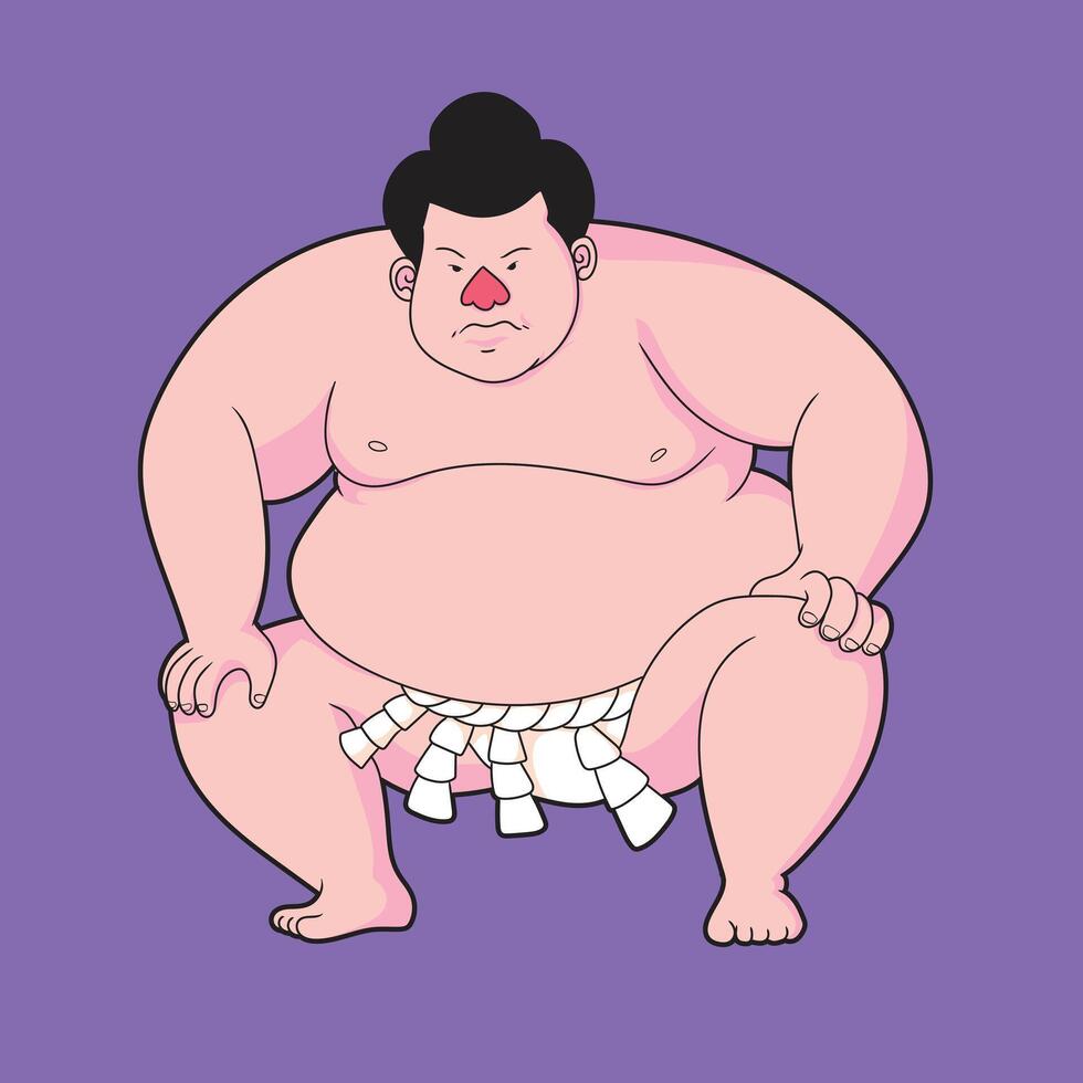 Sumo wrestler in traditional attire cartoon illustration vector